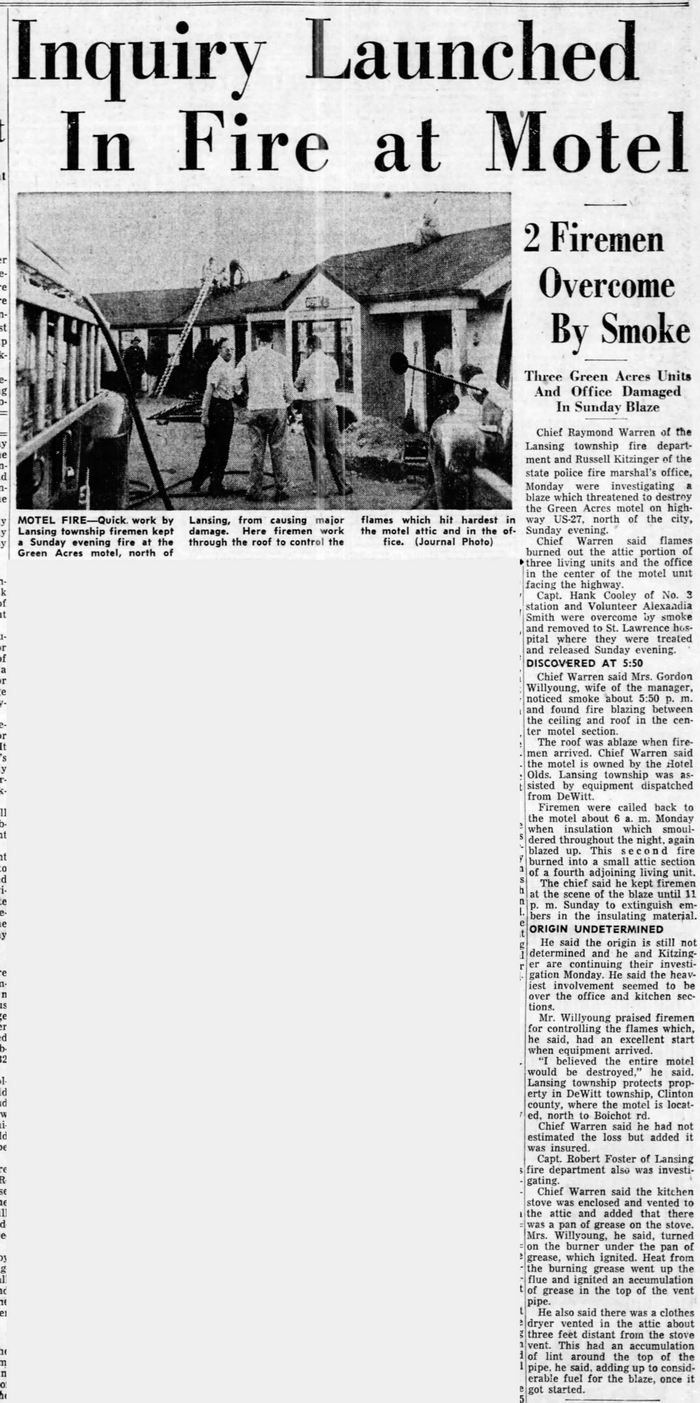 Green Acres Motel - June 11 1956 Fire (newer photo)